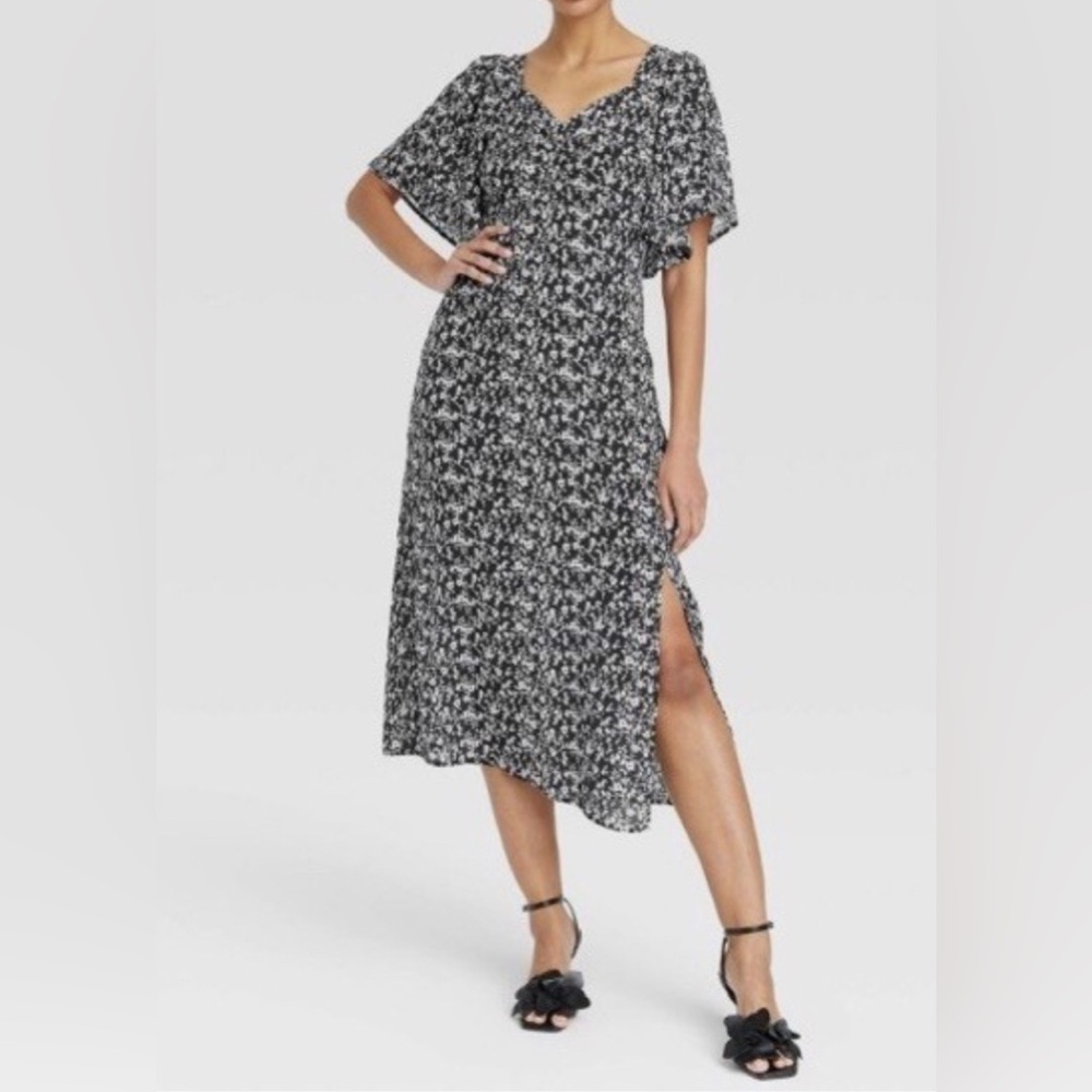 A New Day Black and Cream Floral Maxi Dress